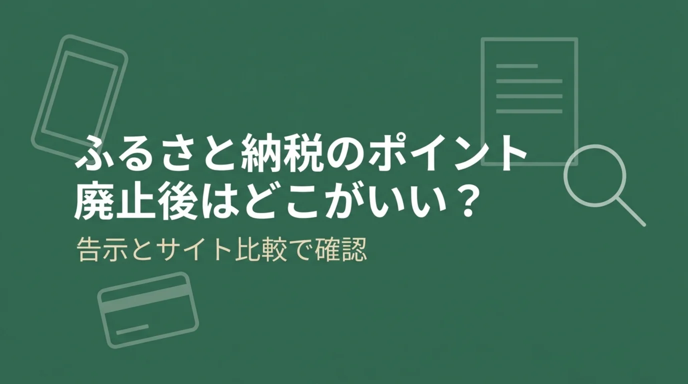 ふるさと納税のポイント廃止後にどのサイトで寄付するかを、総務省の告示と各社の公式情報で確かめる記事のアイキャッチ